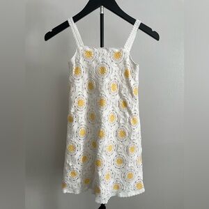 White and Yellow Crochet Dress girls size 11/12